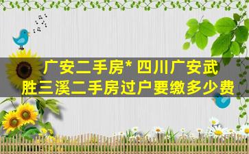 广安二手房出售 四川广安武胜三溪二手房过户要缴多少费